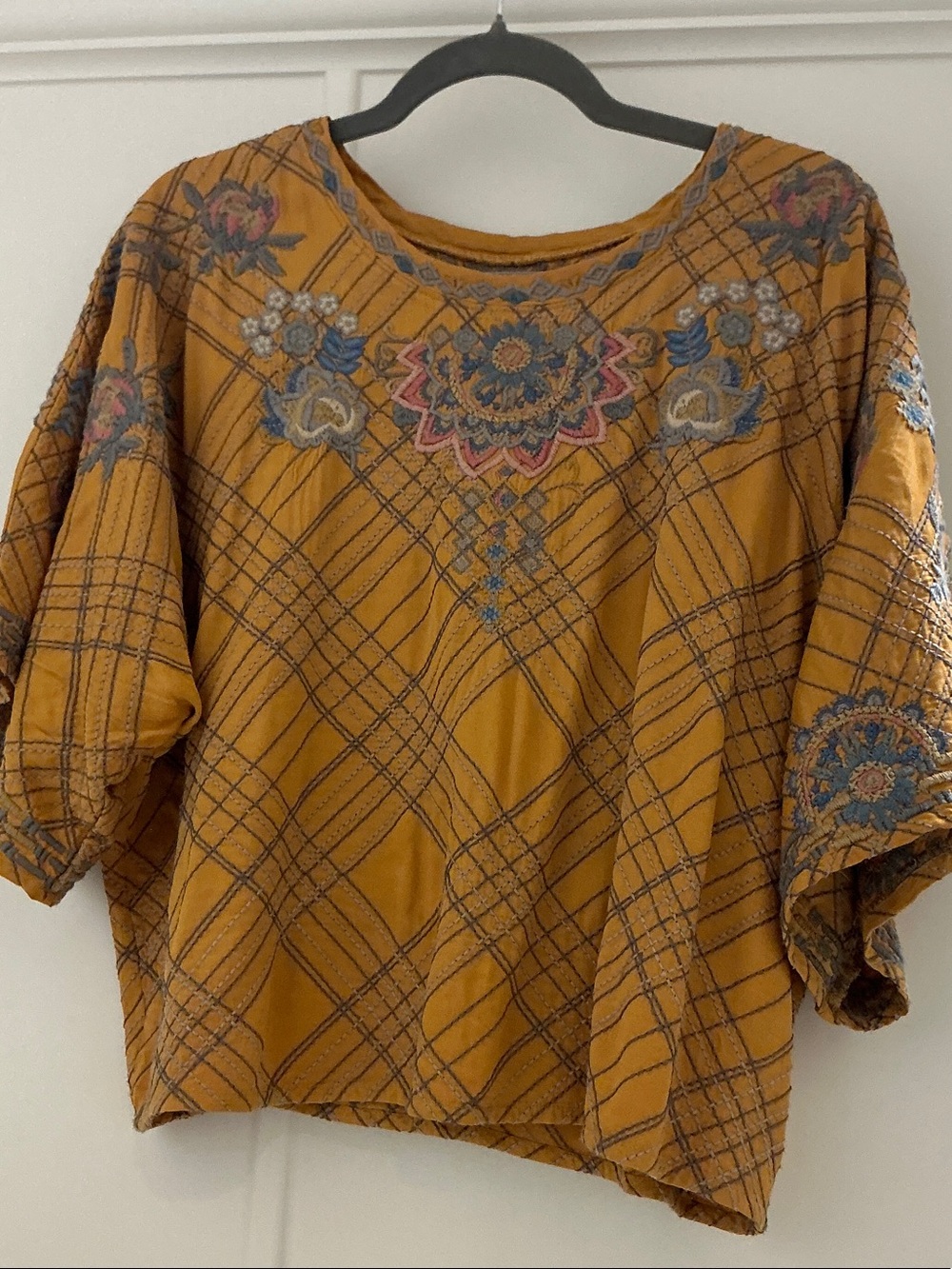 Embroidered Mustard Women's Top